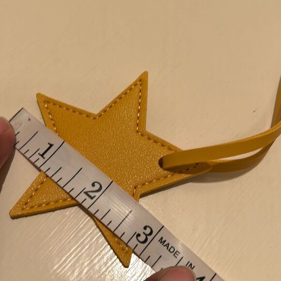 Sexy Little Vintage Handmade Leather Star Bag Charm Yellow Celestial Fob Tag - Picture 6 of 6